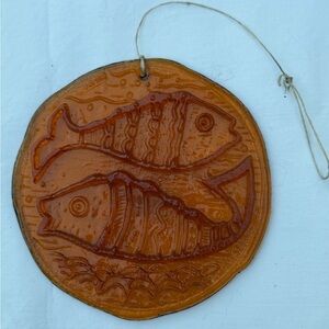 Vintage Blenko Glass Zodiac Hanging Suncatcher Pisces Horoscope Pendant